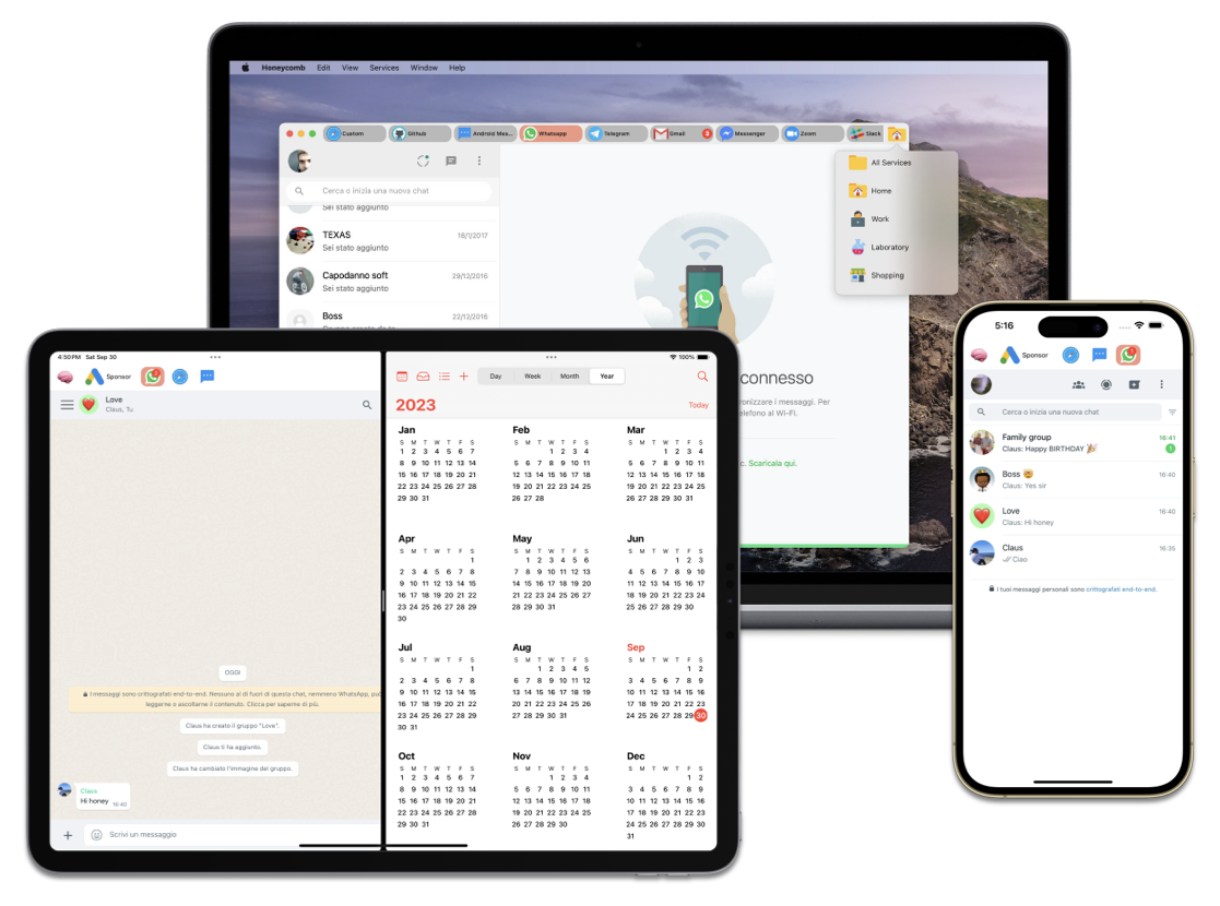 Honeycomb workspaces app